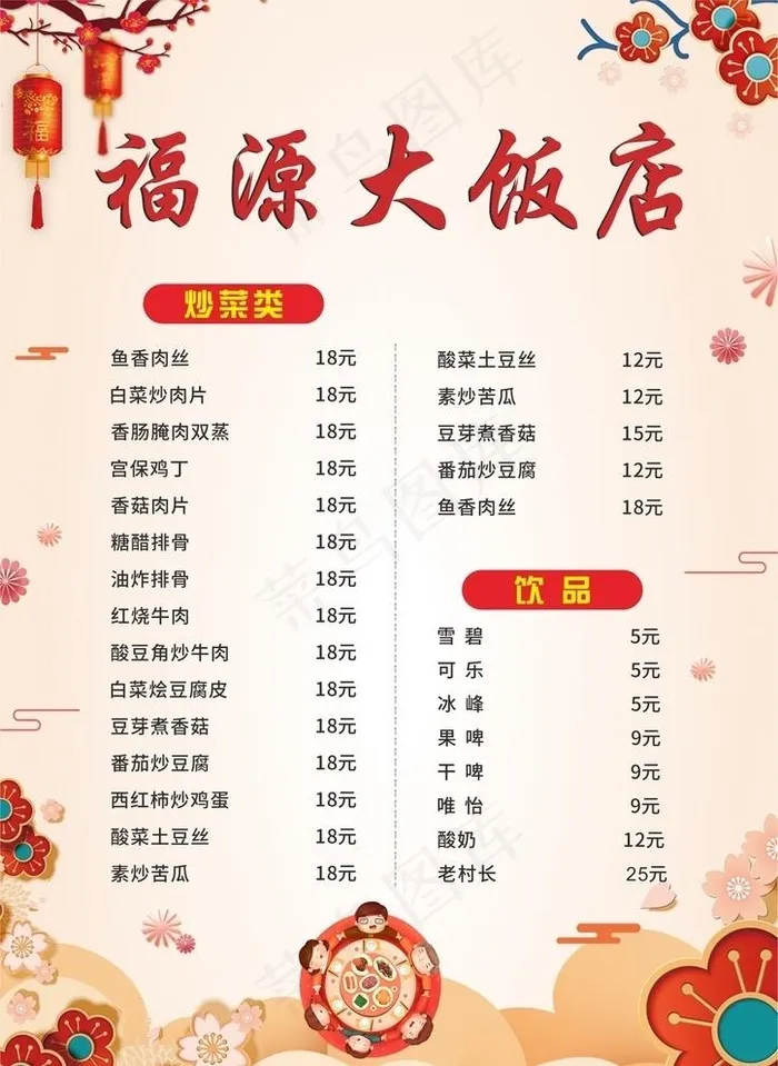 饭店菜单图片cdr矢量模版下载