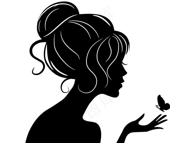 美女剪影头像图片ai矢量模版下载