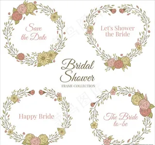 古典花卉婚礼花环标题图片