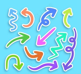 彩色箭头贴纸图片