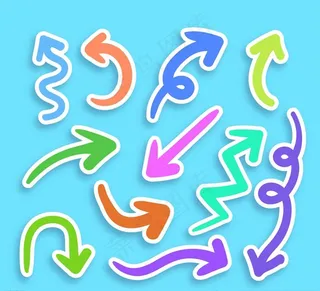 彩色箭头贴纸图片