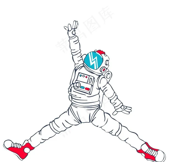 宇航员卡通T恤热图图片psd模版下载
