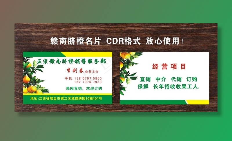 脐橙名片图片cdr矢量模版下载