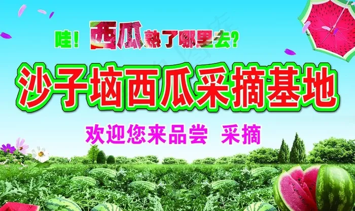 西瓜采摘宣传图片(6299X3937(DPI:40))psd模版下载