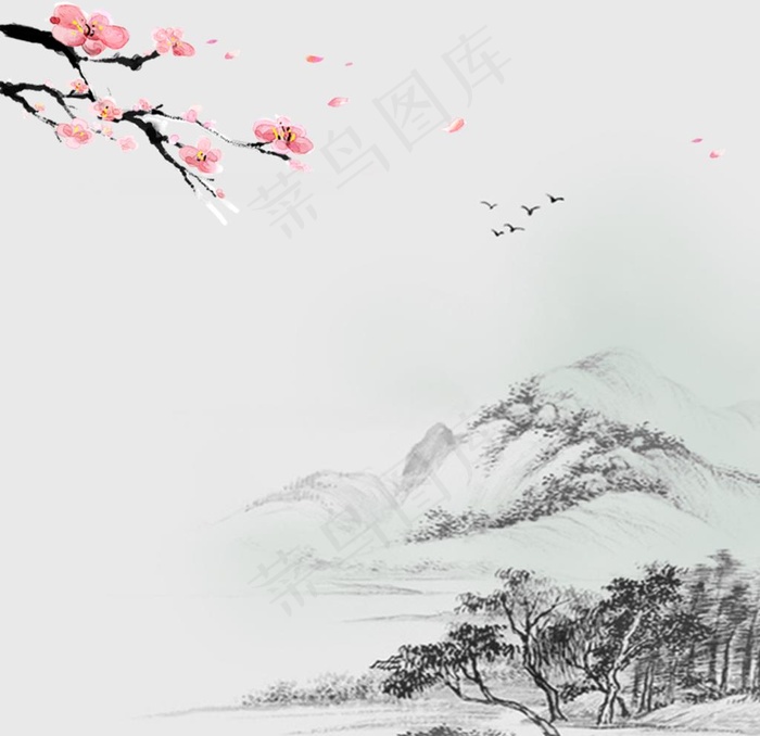 山水墨中国风背景图片