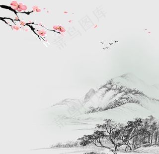 山水墨中国风背景图片