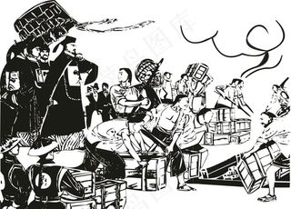 虎门销烟矢量图图片