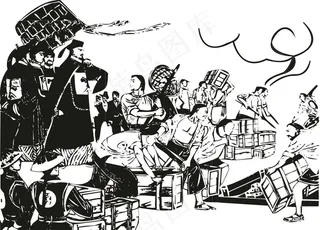 虎门销烟矢量图图片