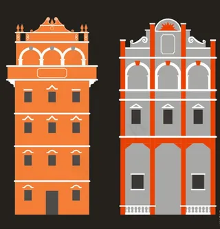 江门碉楼矢量图图片