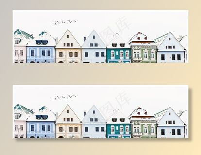 手绘城市装饰画图片