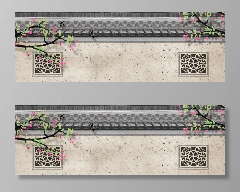 春天古建筑屋檐海报banner图片(1920X700(DPI:150))psd模版下载