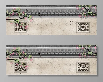 春天古建筑屋檐海报banner图片