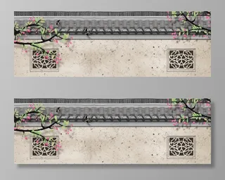 春天古建筑屋檐海报banner图片