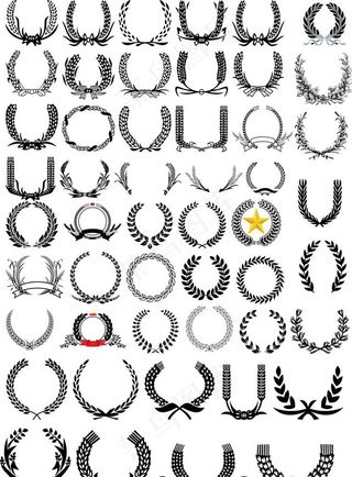 橄榄叶 麦穗 奖状 徽章 标识图片