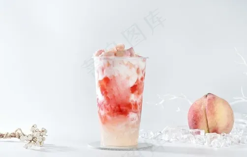 蜜桃酸奶水果茶图片