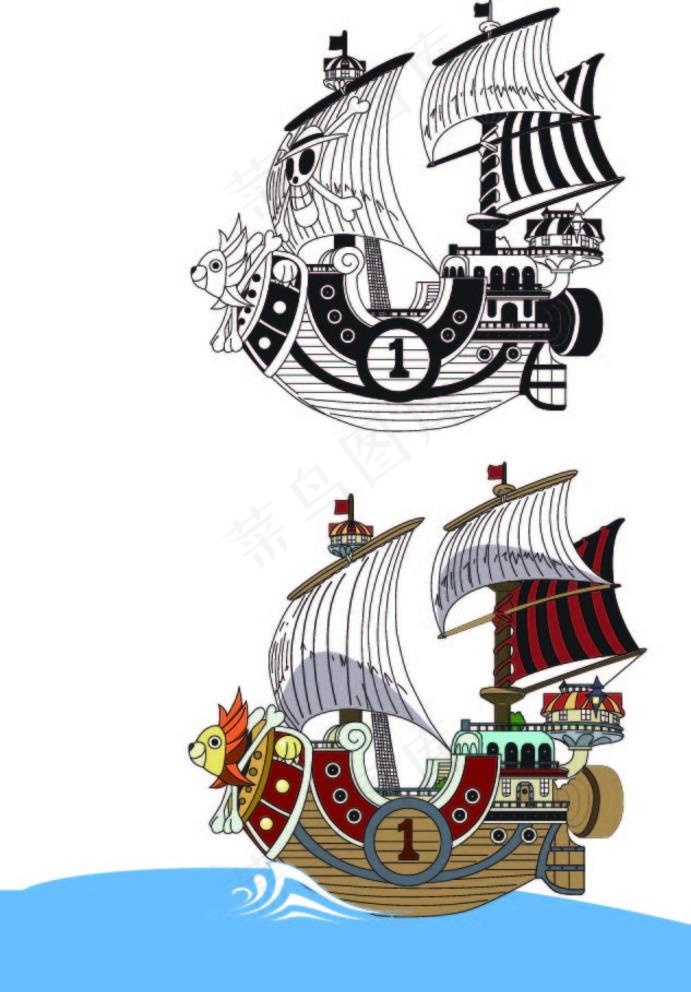 海贼王黄金梅利号矢量上色版图片