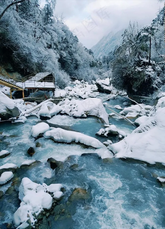 海螺沟 雪景图片