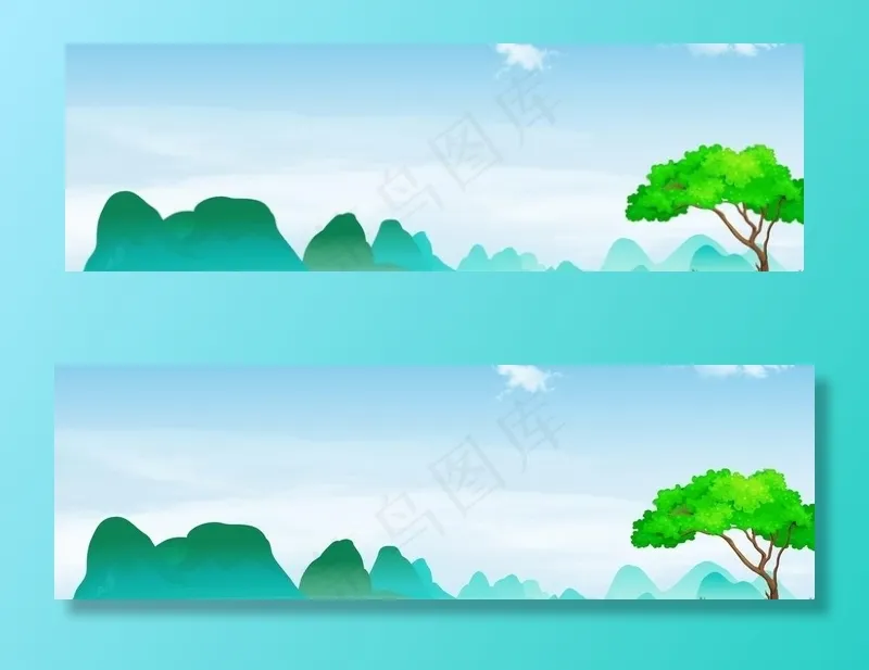 山水画图片cdr矢量模版下载