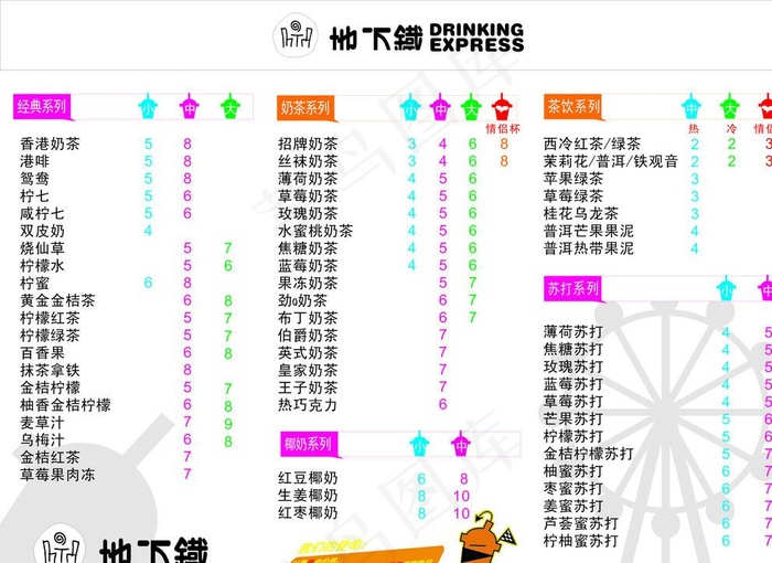 地下铁菜单图片cdr矢量模版下载