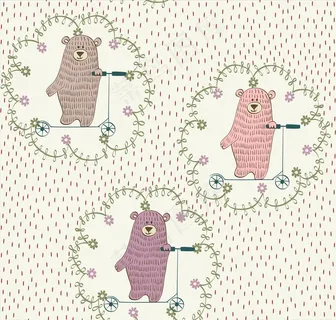 卡通熊花纹边框矢量图下载图片