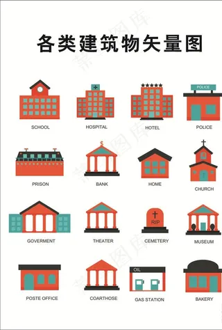 各类建筑物矢量图图片