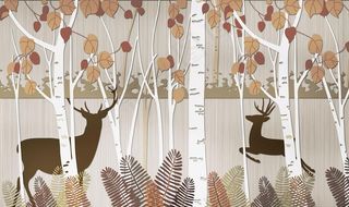 树 鹿  背景墙图片
