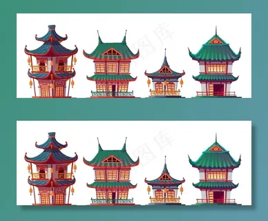 古代宫殿房屋矢量合集图片