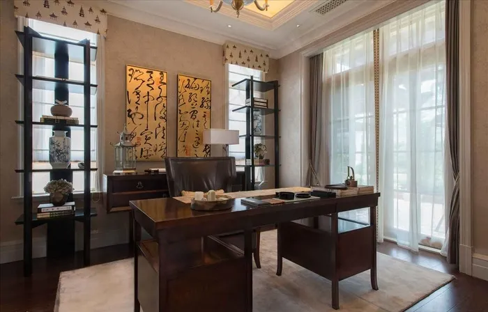 房地产中式中国风高档书房样板房图片