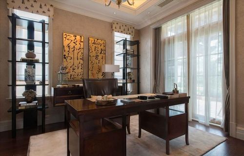 房地产中式中国风高档书房样板房图片