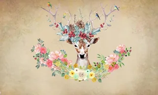 欧式鹿手绘麋鹿装饰画图片