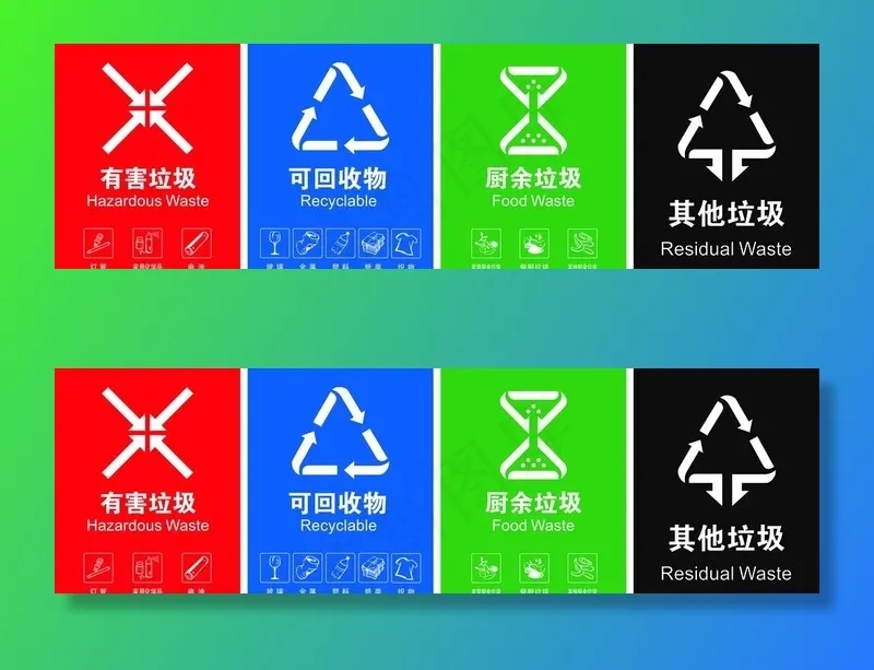 垃圾分类标识图片cdr矢量模版下载