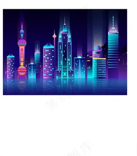 炫彩城市夜景矢量素材图片下载 炫彩城市夜景矢量素材图片下载