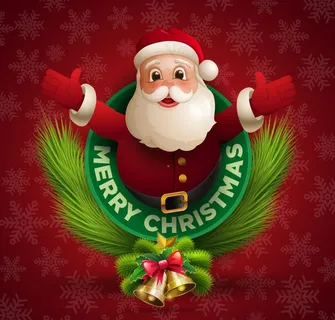 红色雪花背景上圣诞老人矢量素材图片