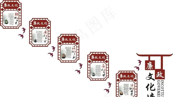 廉政楼梯文化墙图片(420X297)cdr矢量模版下载