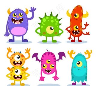 彩色卡通怪物素材图片