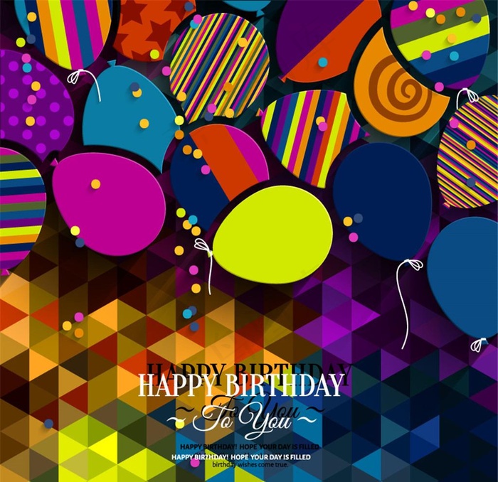 精美彩色气球生日贺卡矢量图图片
