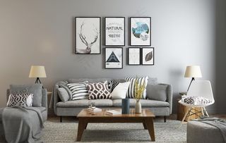 现代简约客厅空白沙发背景效果图图片