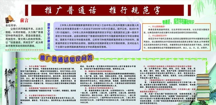 推广普通话  推行规范字图片(210X297)cdr矢量模版下载