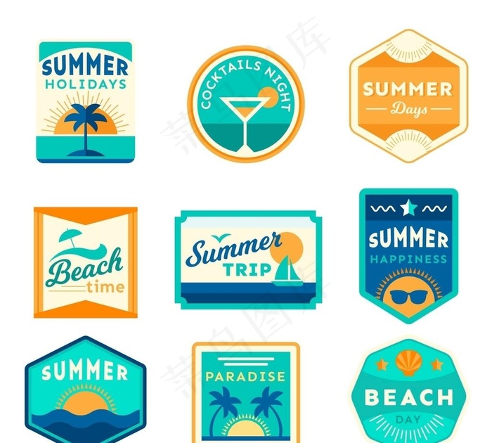 夏季贴纸鸡尾酒图片