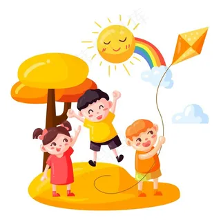 可爱放风筝儿童节卡通元素图片