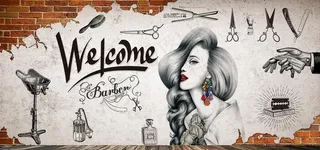 理发店背景墙图片