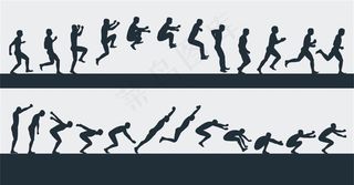 跳远连续动作 剪影图片