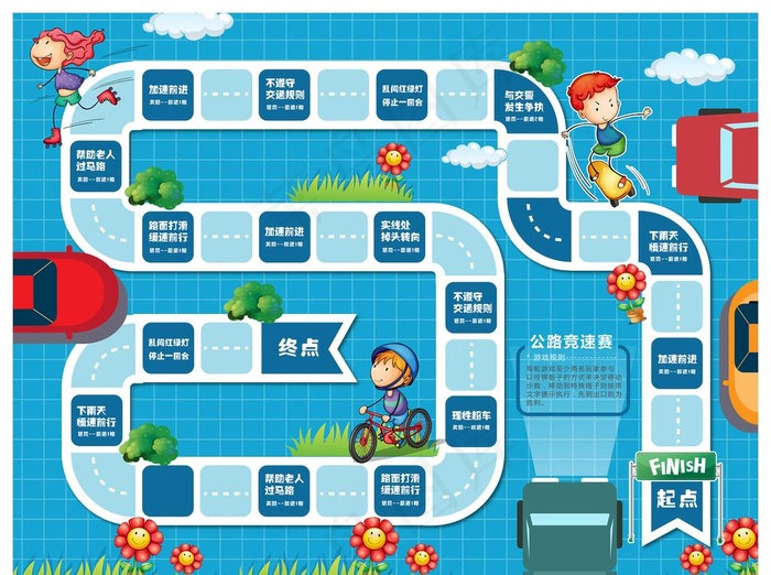 校园 交通知识 桌游 大富翁图片ai矢量模版下载