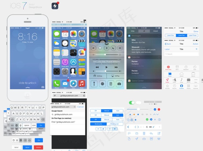 苹果ios7系统界面PSD素材图片