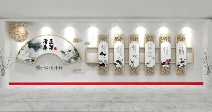 廉政文化墙图片cdr矢量模版下载