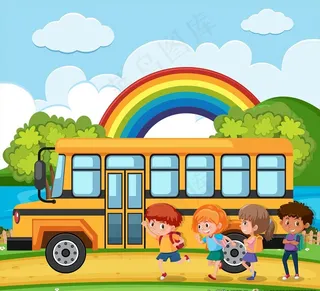 卡通校车图片