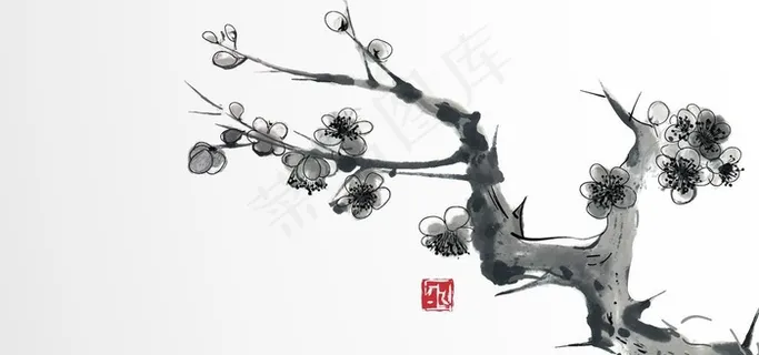 水墨梅花图片