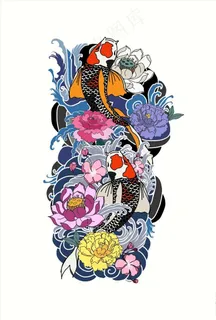 传统鲤鱼中国风花纹图案图片