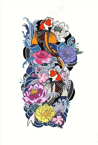 传统鲤鱼中国风花纹图案图片