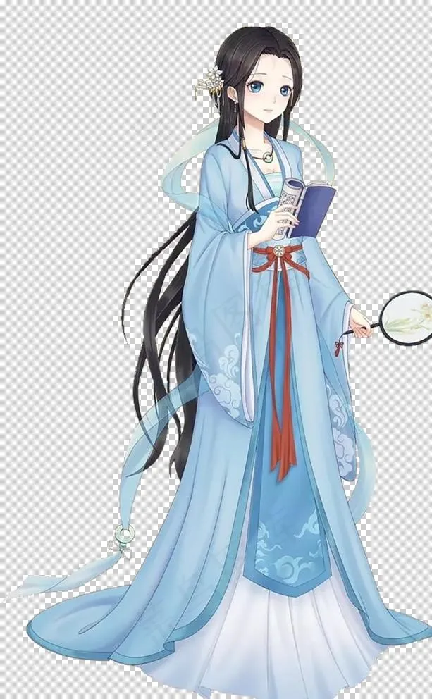 手绘古代女子读书图片